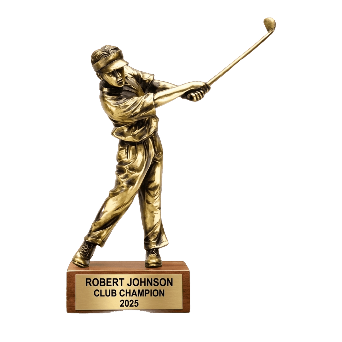 Golf Trophy Award – 8.5" | Personalized | Custom Engraved | Golf MVP | Gold Name Plate | Wood Unlimited