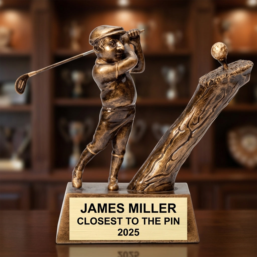 Personalized | Golf Award | Custom Engraved | Golf Trophy | Engraved Golfer | Closest Pin | Custom Award | Tournament Prize | Resin Golf - View 1