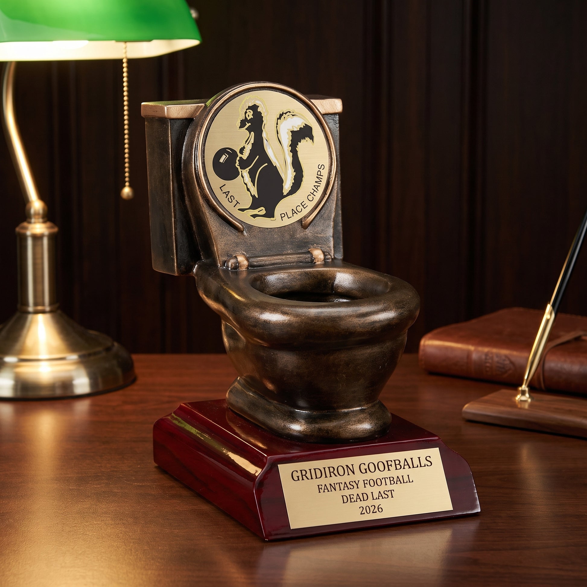 Personalized Fantasy Football Last Place Trophy - engraved league name and year - view 2