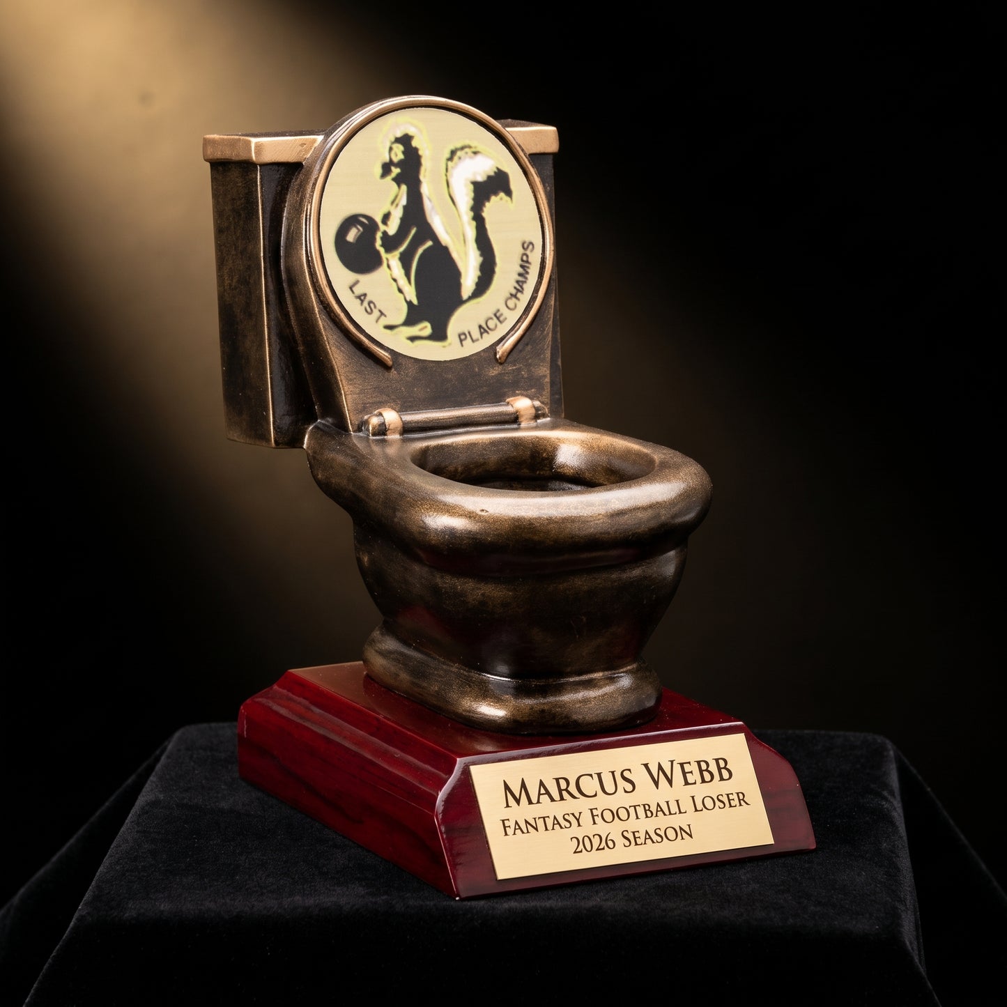 Personalized Fantasy Football Last Place Trophy - custom engraved loser award - view 3