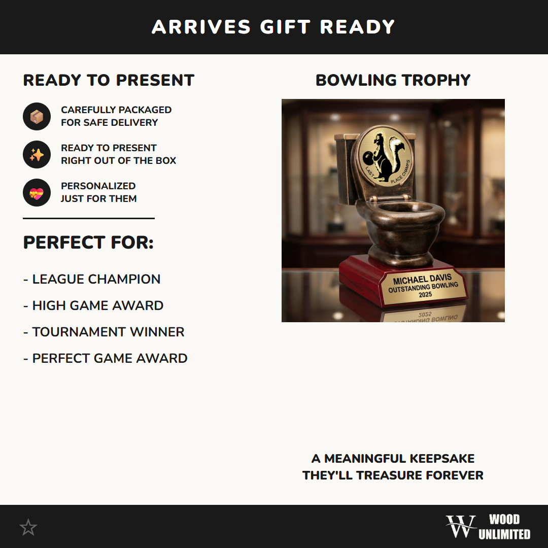 Personalized | Bowling Award | Custom Engraved | Last Place Trophy | Toilet Skunk | Funny Gag | Worst Bowler | Fantasy League