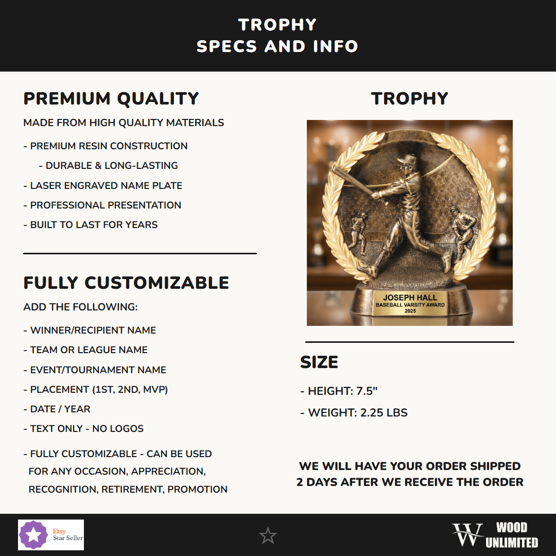 Baseball Resin Figure Trophy 7.5"