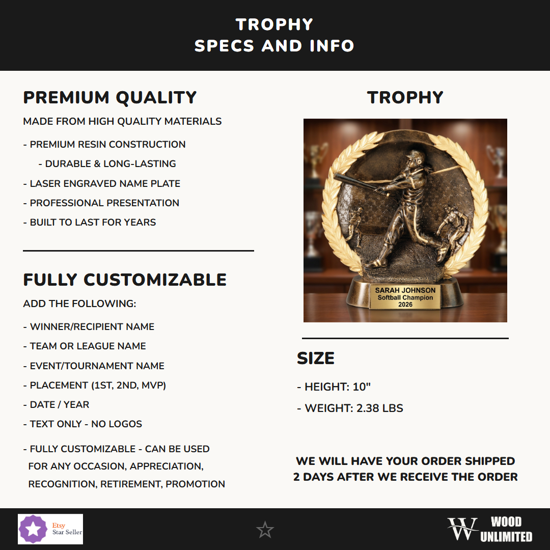 Softball Resin Figure Trophy 10"