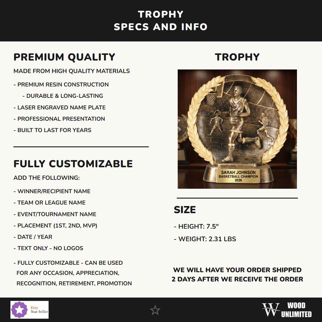 Basketball Resin Figure Trophy 7.5"