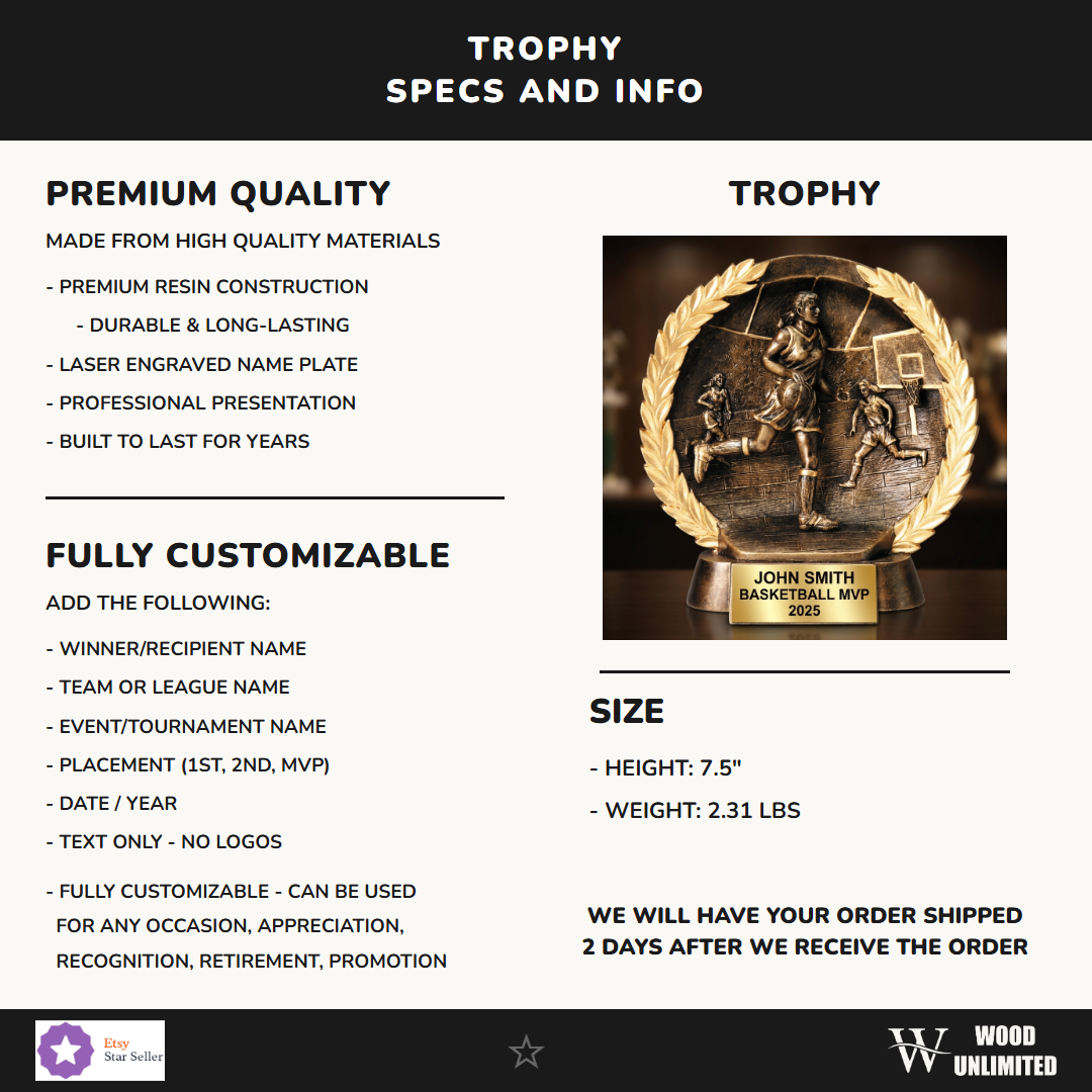 Basketball Resin Figure Trophy 7.5"