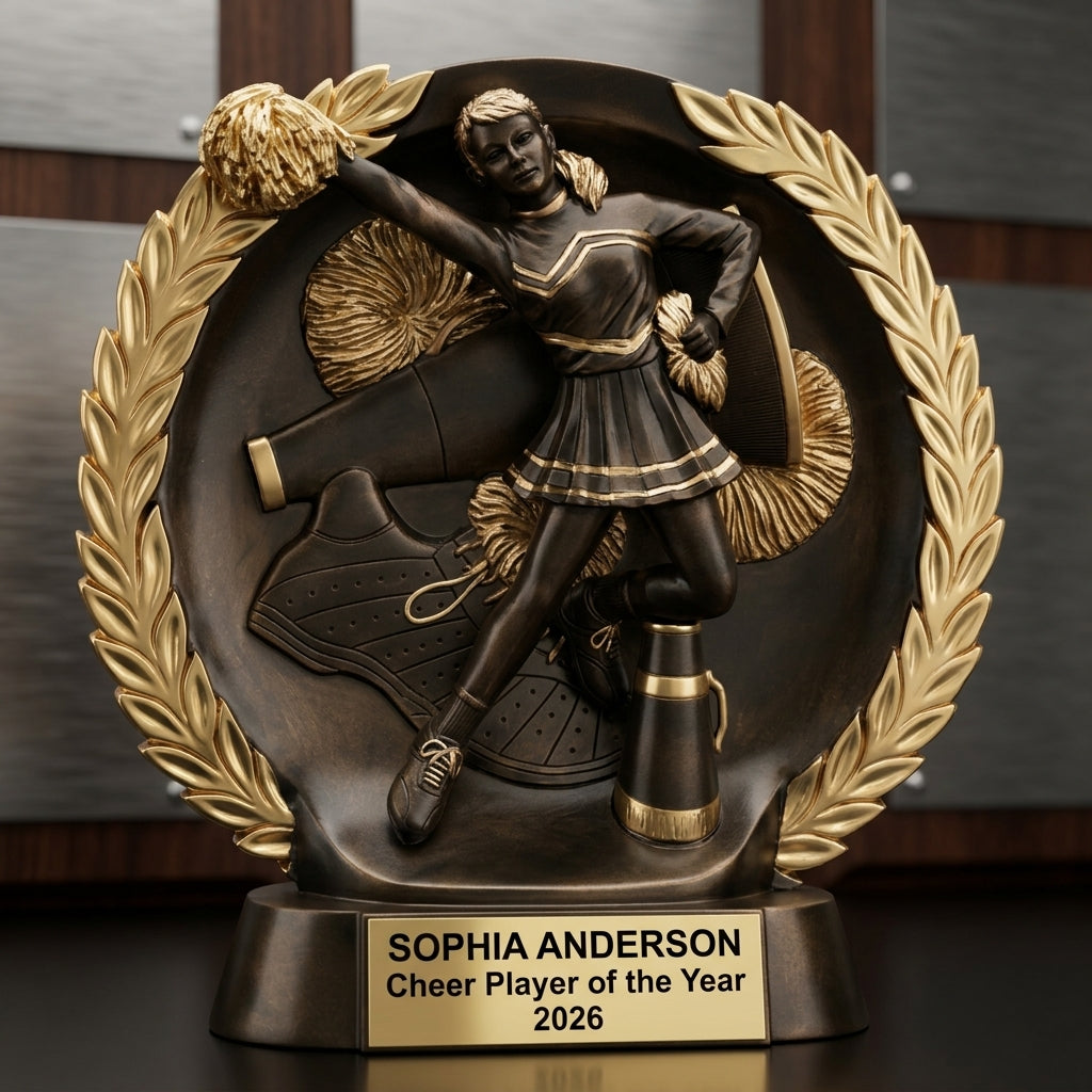 Cheer Award Trophy | Personalized | Custom Engraved | Cheerleading Trophy | Cheer Gifts | Team Award | Cheerleader Trophy - View 3