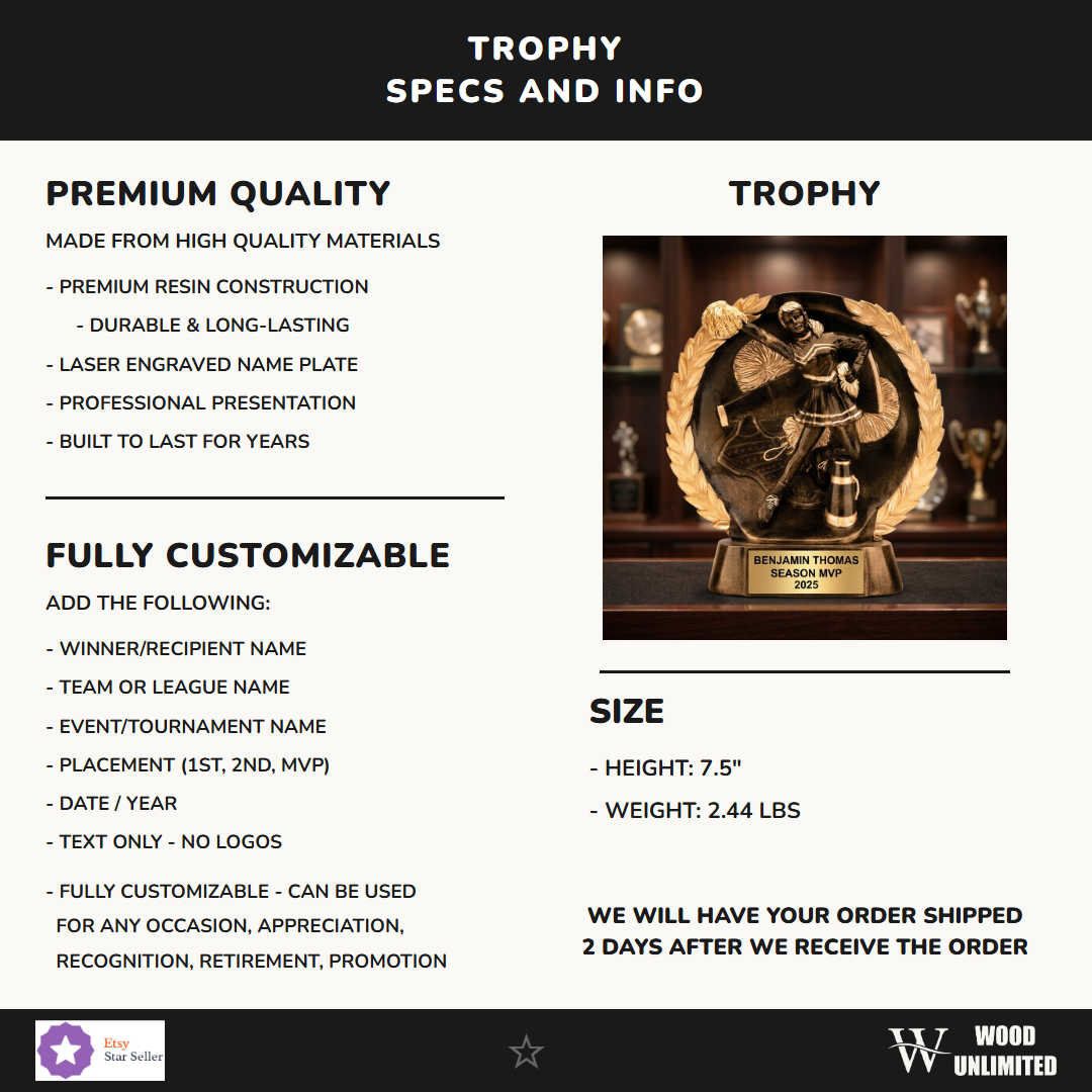 Cheer Resin Figure Trophy 7.5"