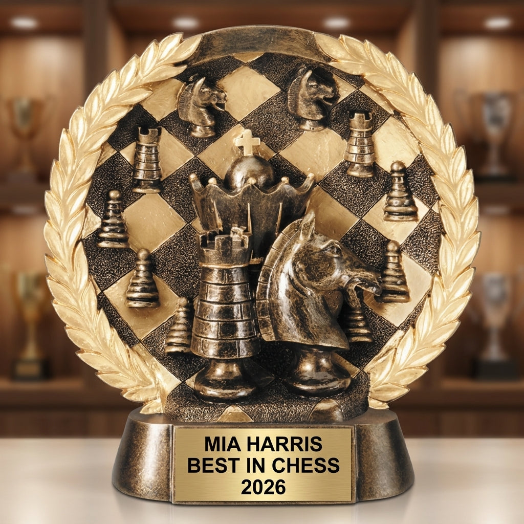 Chess Trophy Award | Personalized | Custom Engraved | Chess Tournament Award | Chess Champion Trophy | Personalized Chess Gift - View 1