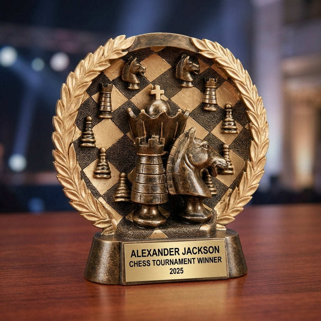 Chess Trophy Award | Personalized | Custom Engraved | Chess Tournament Award | Chess Champion Trophy | Personalized Chess Gift - View 2
