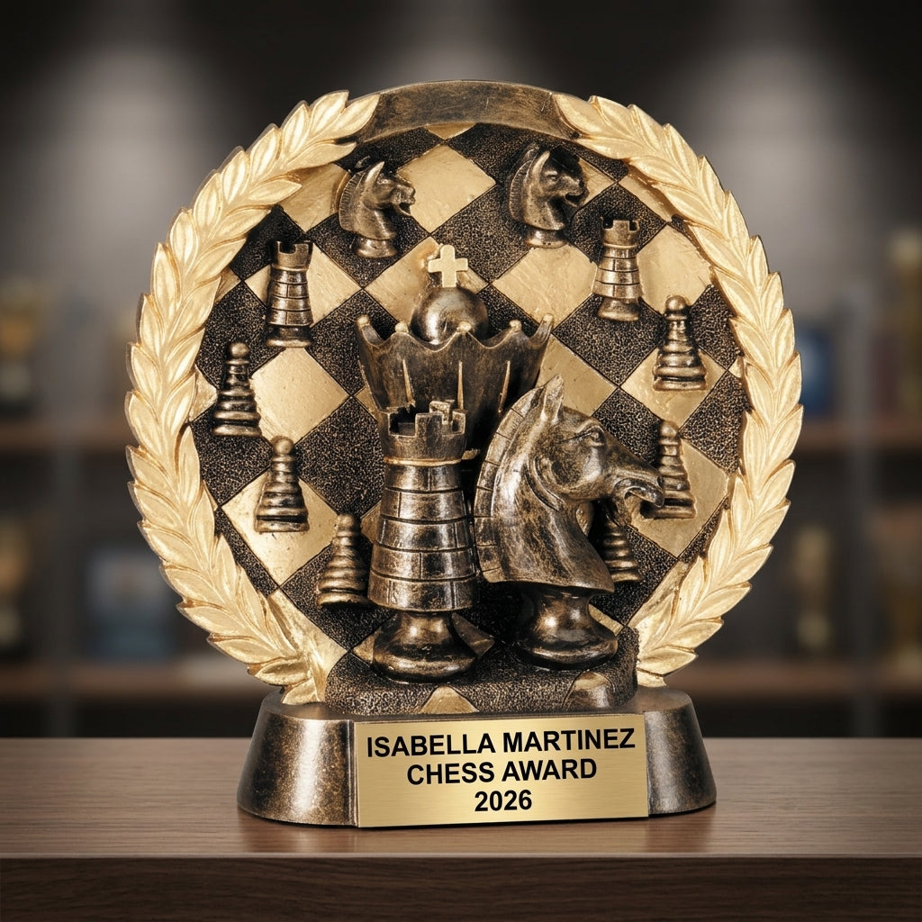 Chess Trophy Award | Personalized | Custom Engraved | Chess Tournament Award | Chess Champion Trophy | Personalized Chess Gift - View 3