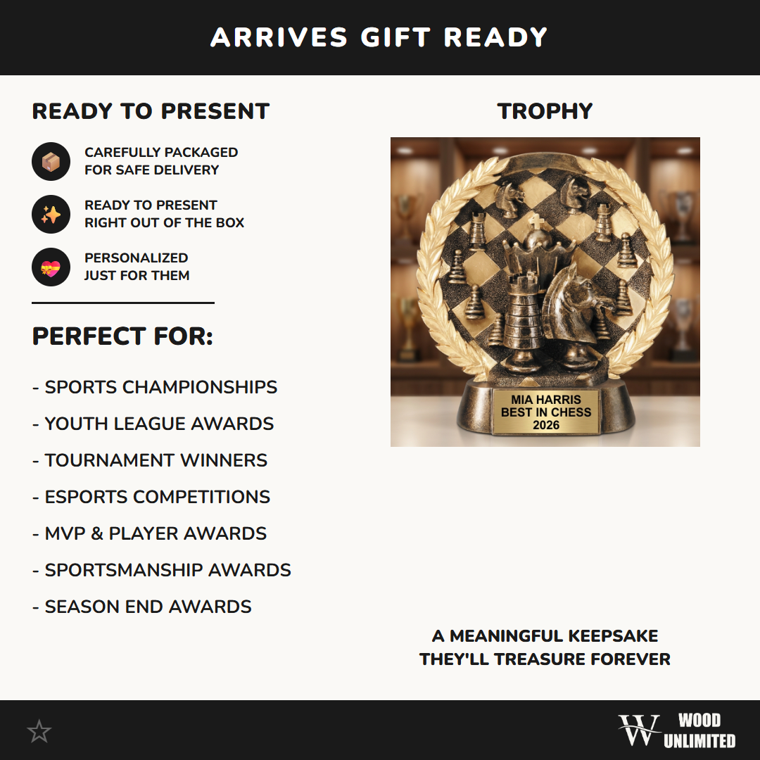 Chess Trophy Award | Personalized | Custom Engraved | Chess Tournament Award | Chess Champion Trophy | Personalized Chess Gift