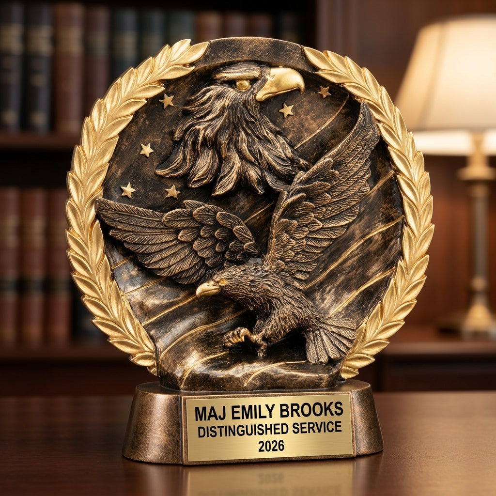 Sports Trophy Award | Personalized | Custom Engraved | Eagle on Flag | Sports Awards | Team Trophy | Tournament Trophy - View 3