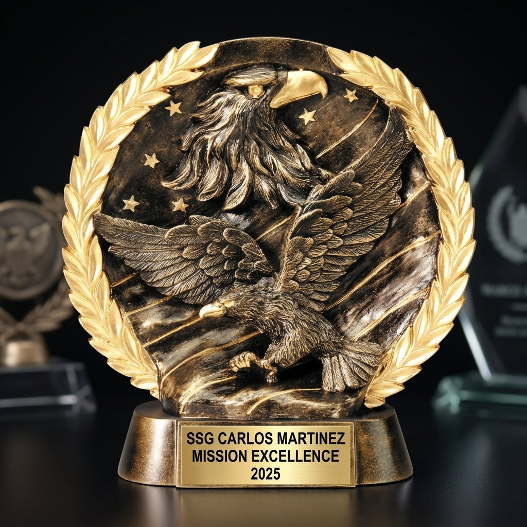 Sports Trophy Award | Personalized | Custom Engraved | Eagle on Flag | Sports Awards | Team Trophy | Tournament Trophy - View 4