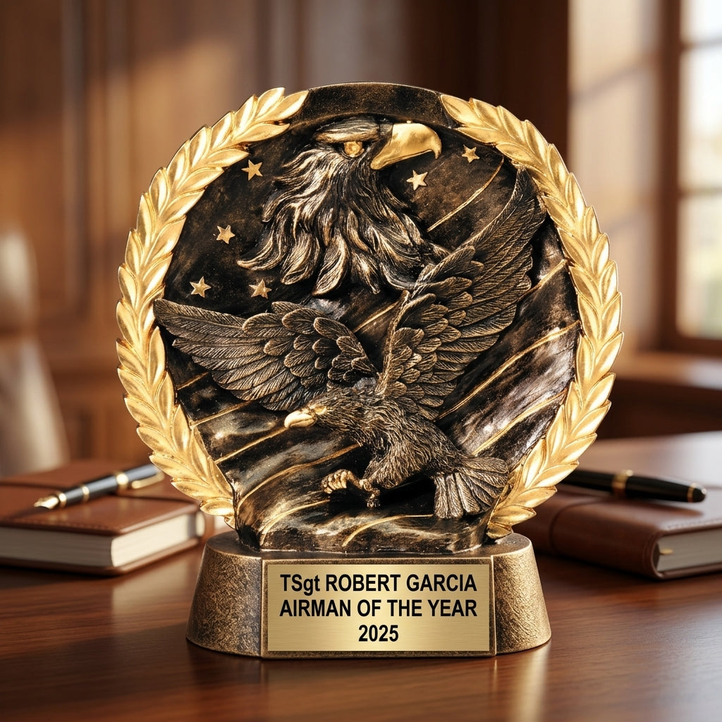 Sports Trophy Award | Personalized | Custom Engraved | Eagle on Flag | Sports Awards | Team Trophy | Tournament Trophy - View 5