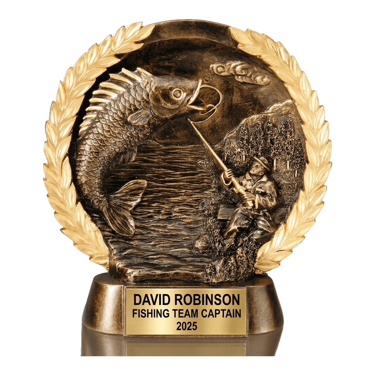 Personalized Fishing Trophy, Custom Engraved Fishing MVP Award, Tournament Gold Name Plate Gift