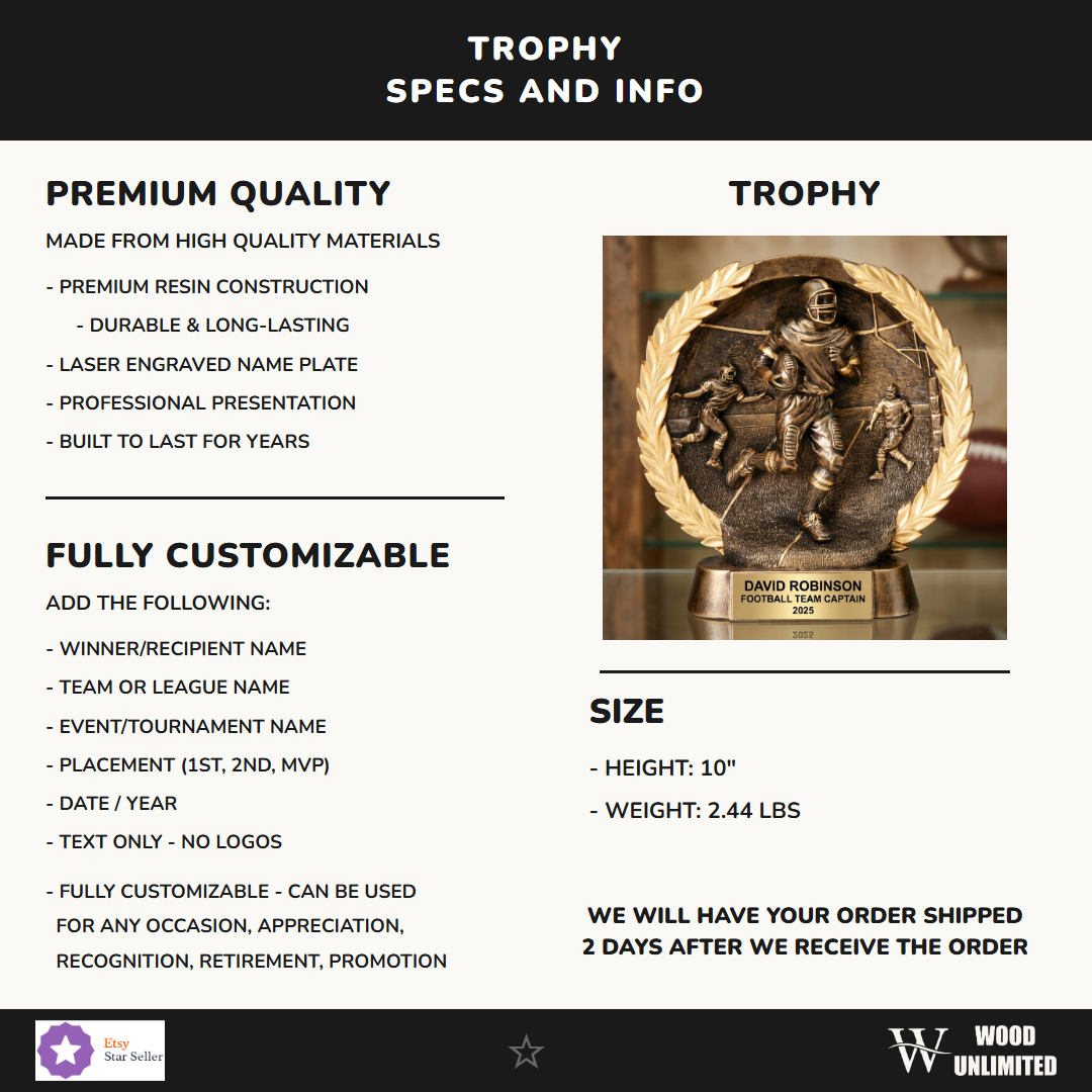 Football Resin Figure Trophy 10"