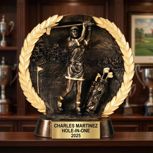 Personalized | Golf Award | Custom Engraved | Golf Trophy | Hole-in-One | Engraved Award | Female Golfer | Ladies Golf | Tournament Prize - View 1