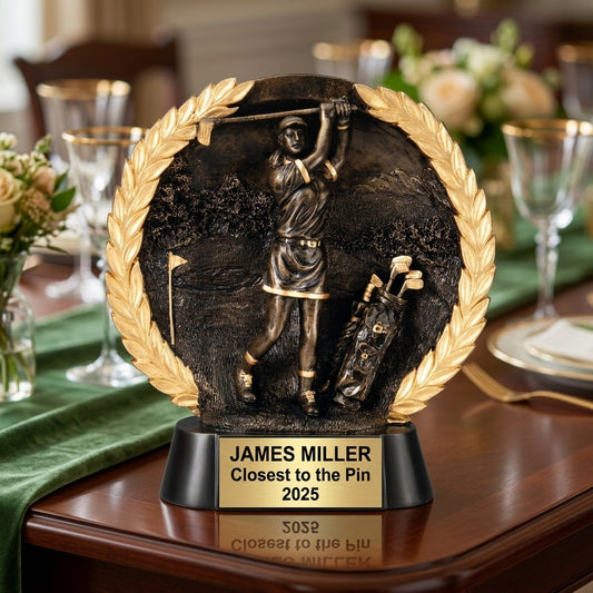 Personalized | Golf Award | Custom Engraved | Golf Trophy | Hole-in-One | Engraved Award | Female Golfer | Ladies Golf | Tournament Prize - View 2