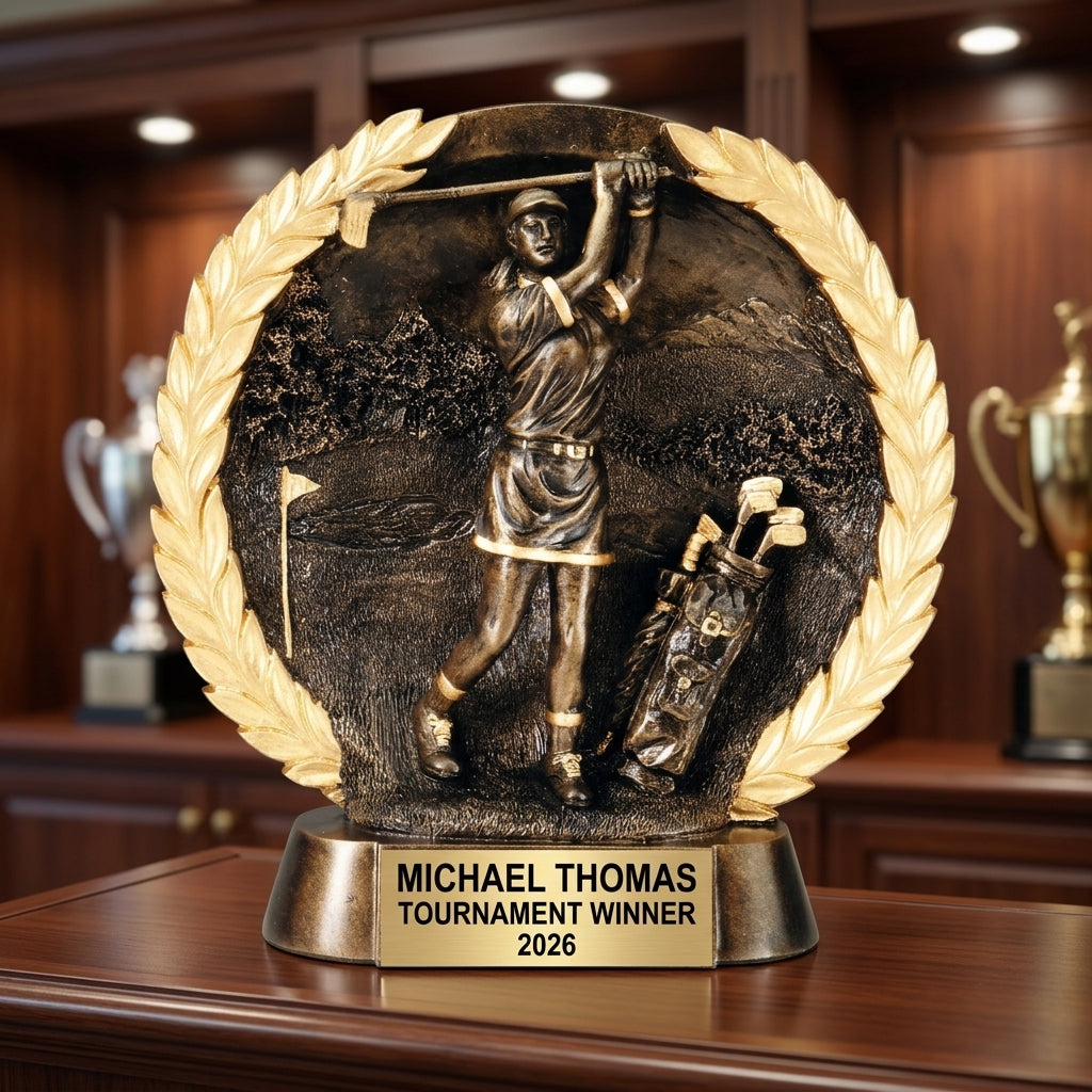 Personalized | Golf Award | Custom Engraved | Golf Trophy | Hole-in-One | Engraved Award | Female Golfer | Ladies Golf | Tournament Prize - View 3