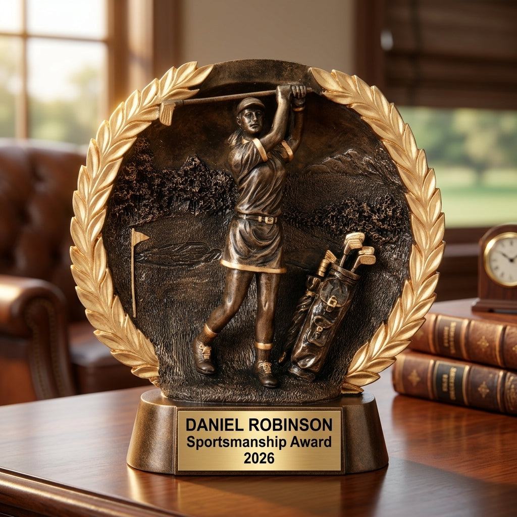 Personalized | Golf Award | Custom Engraved | Golf Trophy | Hole-in-One | Engraved Award | Female Golfer | Ladies Golf | Tournament Prize - View 4