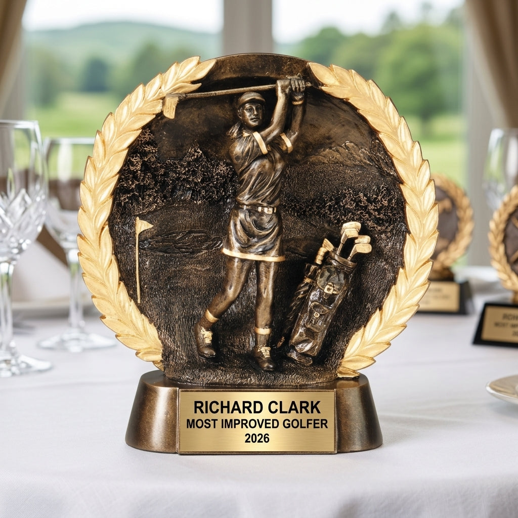Personalized | Golf Award | Custom Engraved | Golf Trophy | Hole-in-One | Engraved Award | Female Golfer | Ladies Golf | Tournament Prize - View 5