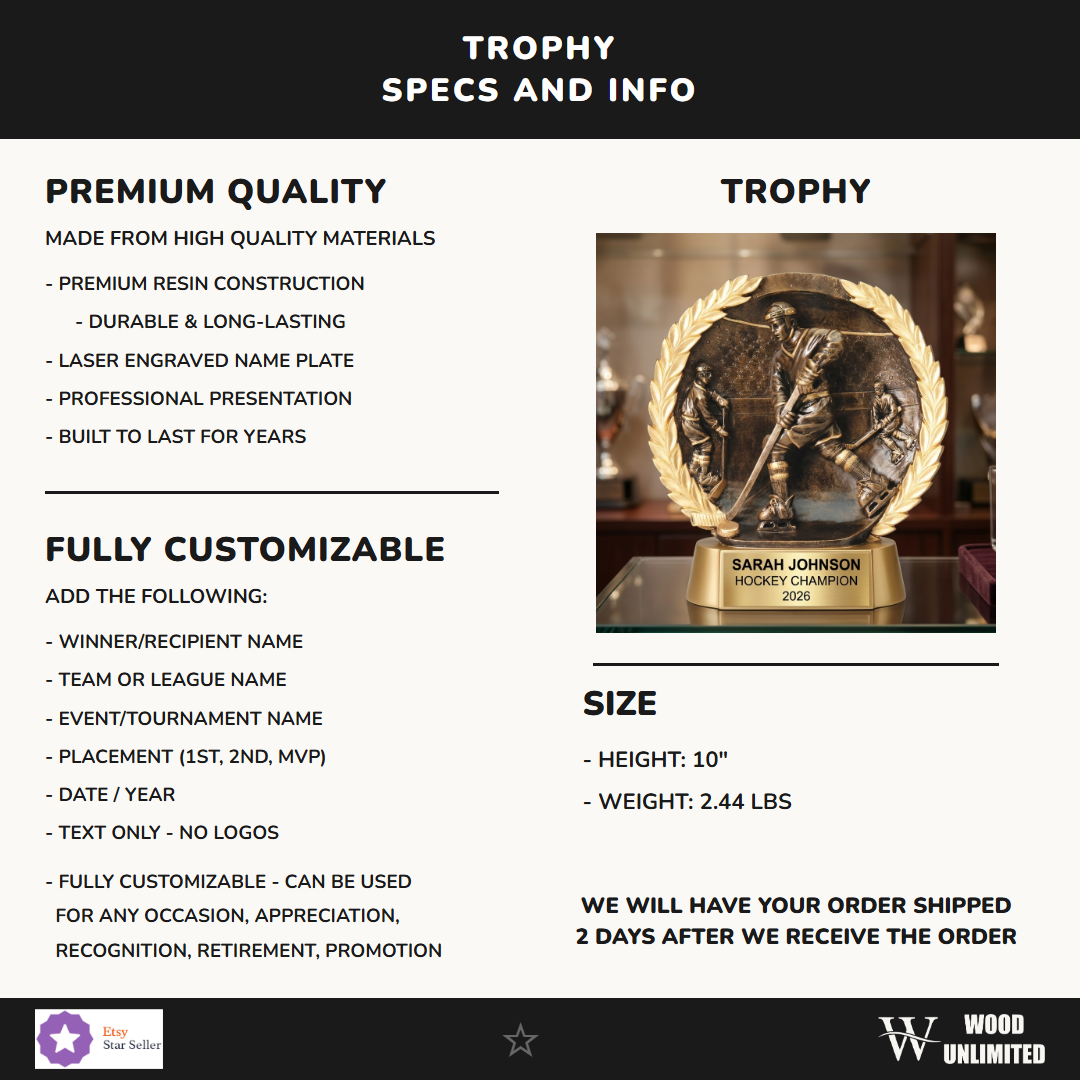 Hockey Resin Figure Trophy 10"