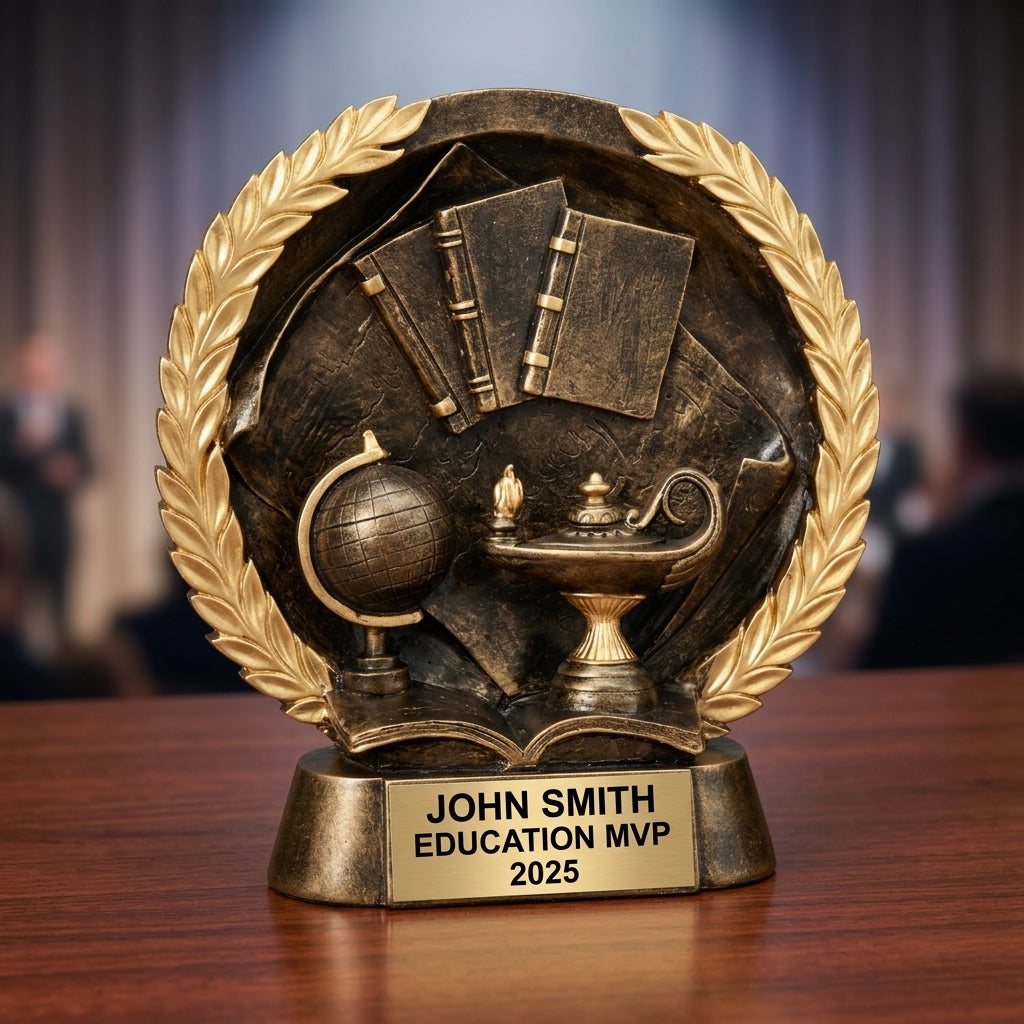 Education Award Trophy | Personalized | Custom Engraved | Resin Lamp of Knowledge | Academic Achievement - View 2