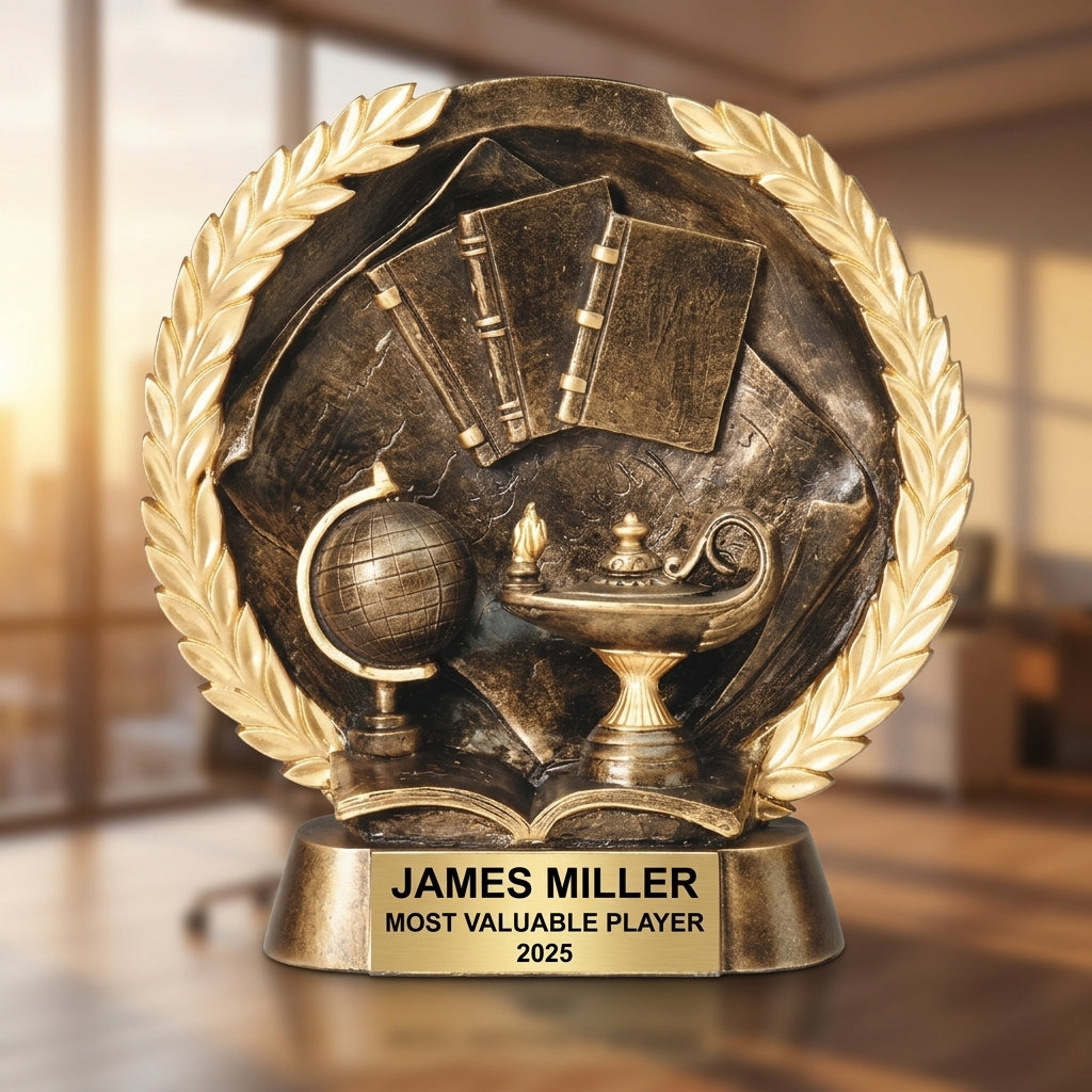 Education Award Trophy | Personalized | Custom Engraved | Resin Lamp of Knowledge | Academic Achievement - View 5
