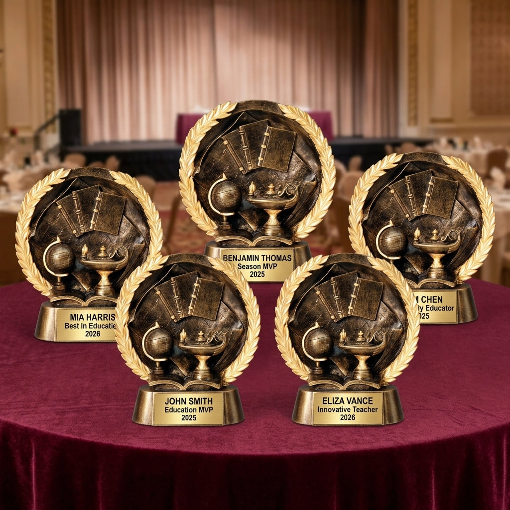 Education Award Trophy | Personalized | Custom Engraved | Resin Lamp of Knowledge | Academic Achievement - View 6
