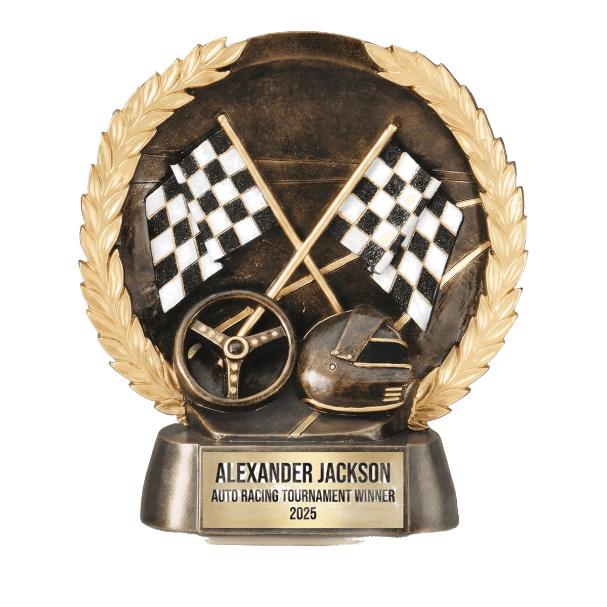 Racing Award - Personalized Checkered Flag Trophy - Custom Engraved Motorsports Award