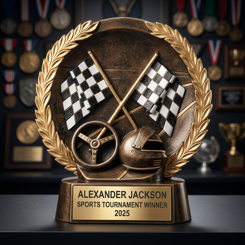 Sports Award Trophy | Personalized | Racing | Custom Engraved | Achievement Award | Team Trophy - View 3