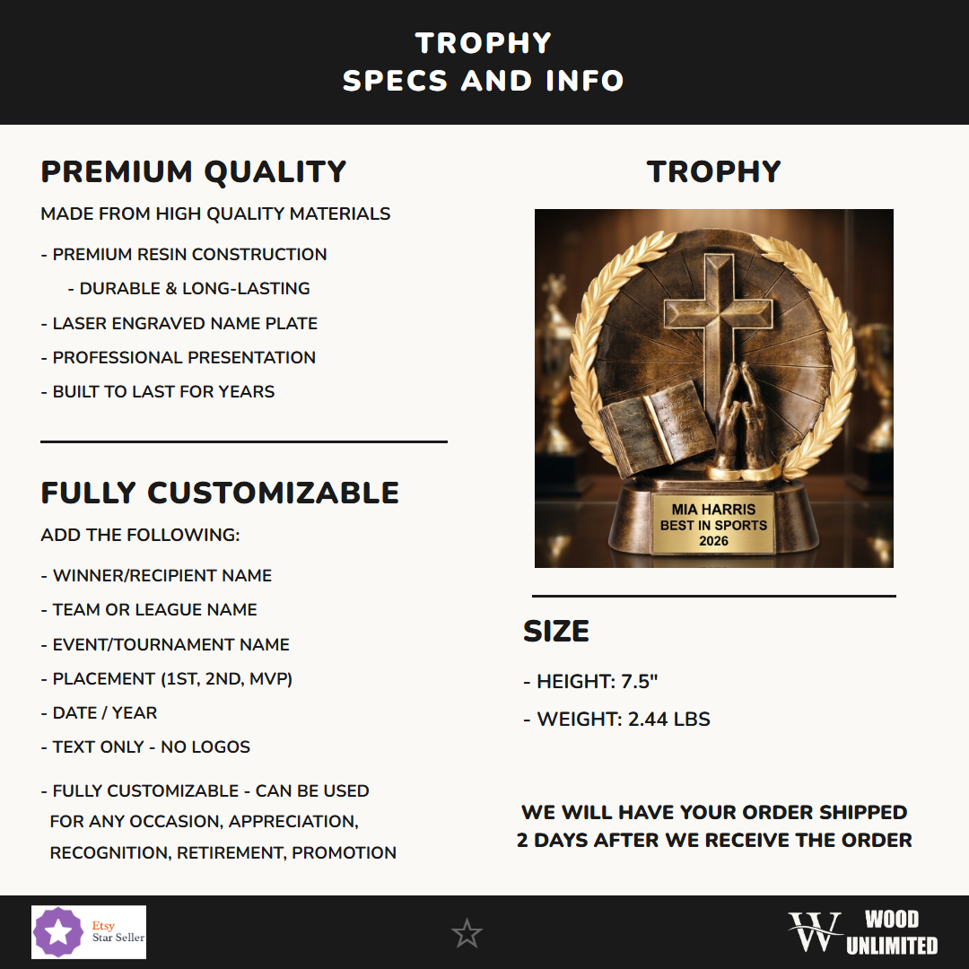 Sports Resin Figure Trophy 7.5"