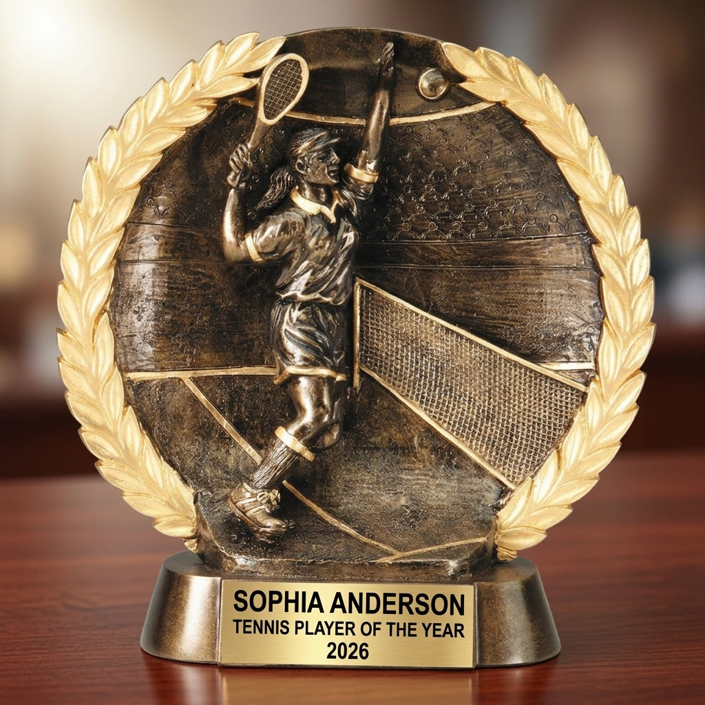 Tennis Trophy Award | Personalized | Custom Engraved | Tennis Champion | Gift | Player Award | Team Recognition - View 2