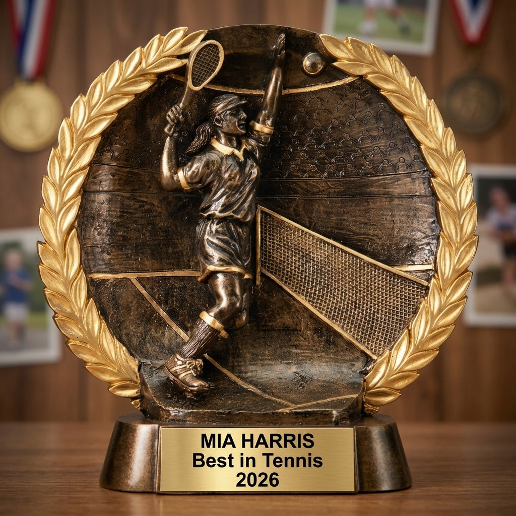 Tennis Trophy Award | Personalized | Custom Engraved | Tennis Champion | Gift | Player Award | Team Recognition - View 3