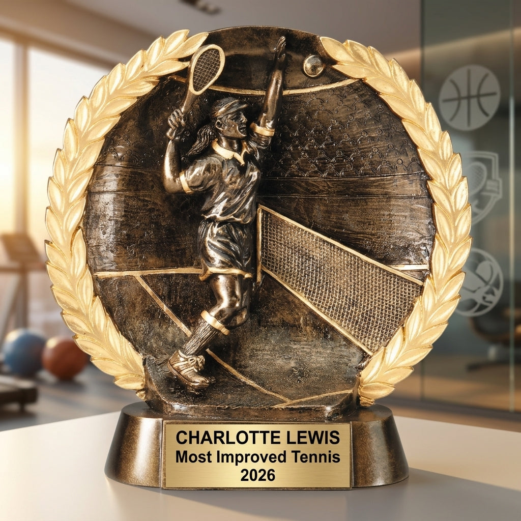 Tennis Trophy Award | Personalized | Custom Engraved | Tennis Champion | Gift | Player Award | Team Recognition - View 5
