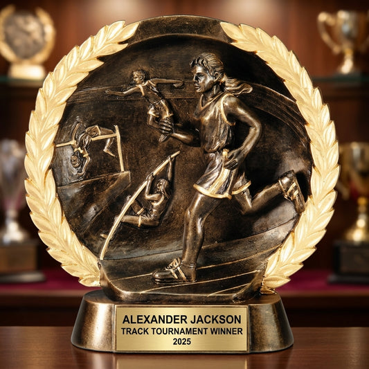 Track Trophy Award | Personalized | Custom Engraved | Running Award | Track & Field | Cross Country Gift | Champion - View 1