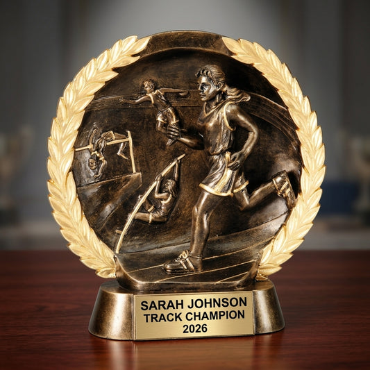 Track Trophy Award | Personalized | Custom Engraved | Running Award | Track & Field | Cross Country Gift | Champion - View 2