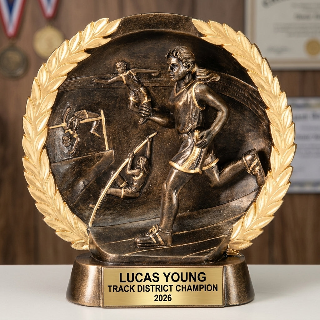 Track Trophy Award | Personalized | Custom Engraved | Running Award | Track & Field | Cross Country Gift | Champion - View 3