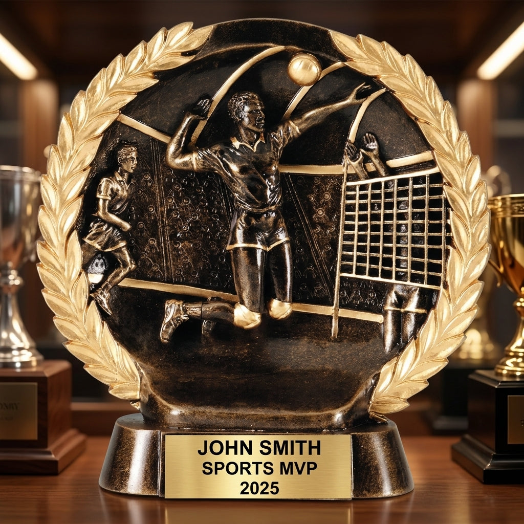 Volleyball Sports Trophy | Personalized Award | Custom Engraved Name Plate | Team Award | Tournament Trophy - View 1
