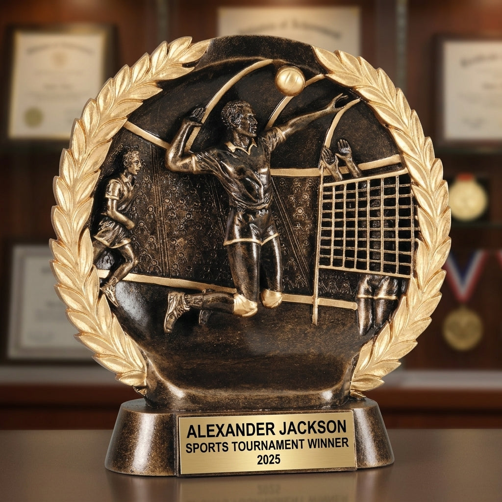Volleyball Sports Trophy | Personalized Award | Custom Engraved Name Plate | Team Award | Tournament Trophy - View 3