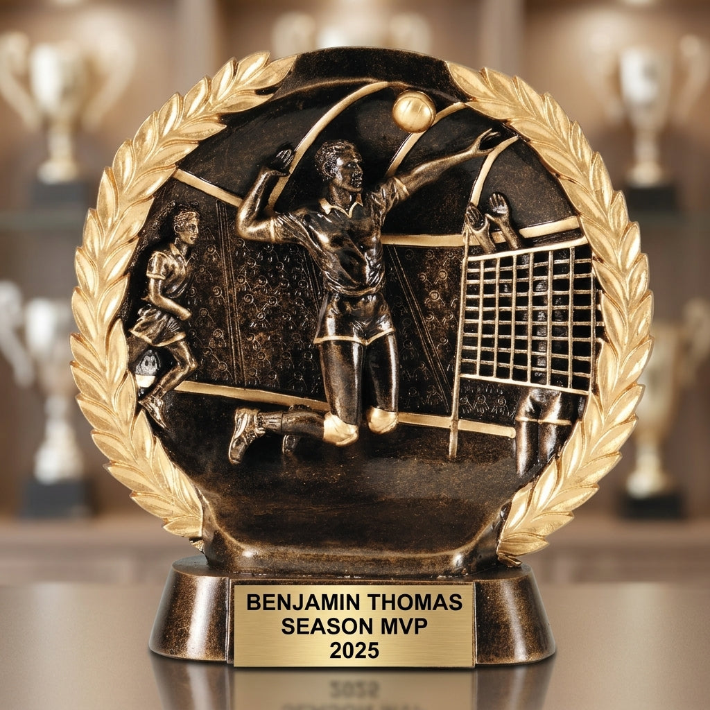 Volleyball Sports Trophy | Personalized Award | Custom Engraved Name Plate | Team Award | Tournament Trophy - View 4