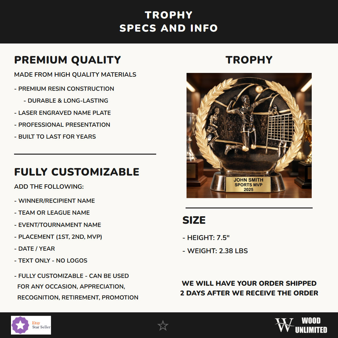 Sports Resin Figure Trophy 7.5"