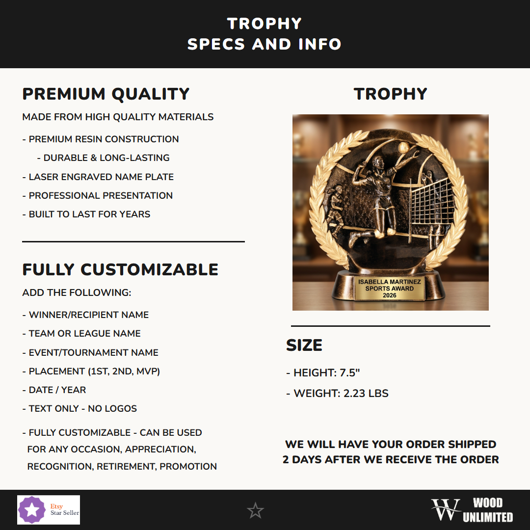 Sports Resin Figure Trophy 7.5"