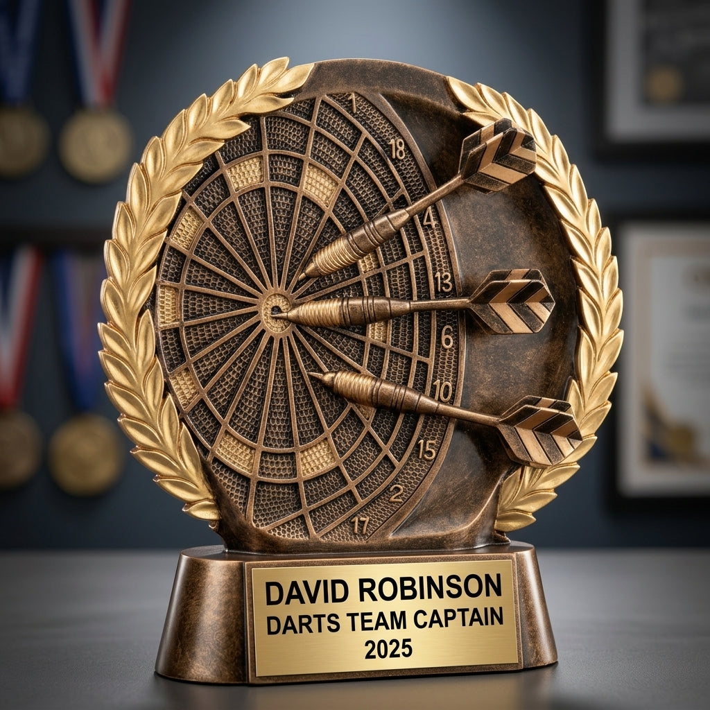 Darts Trophy Award | Personalized Darts | Custom Engraved Award | Darts Gift | Tournament Trophy - View 3