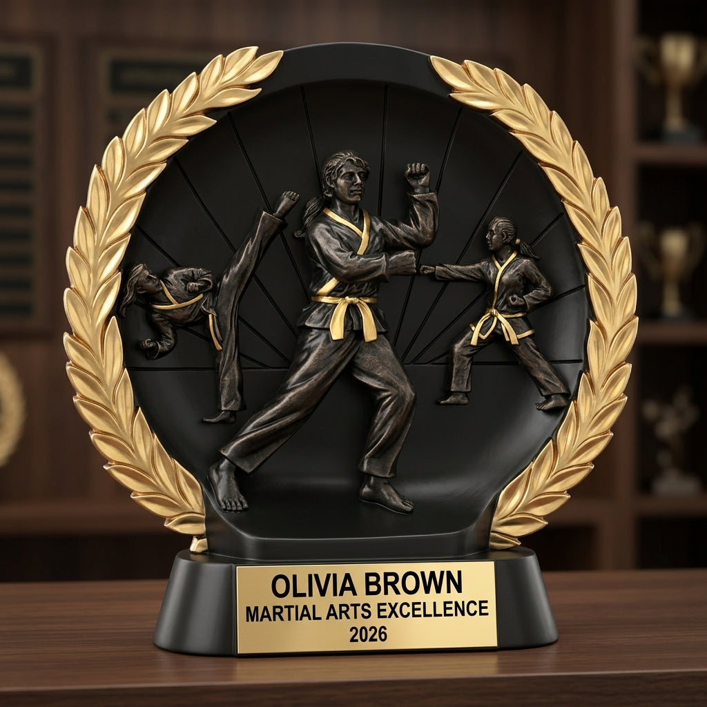Martial Arts Award Trophy | Personalized Karate Gift | Custom Engraved | Dojo | Team Award | Tournament Trophy - View 3