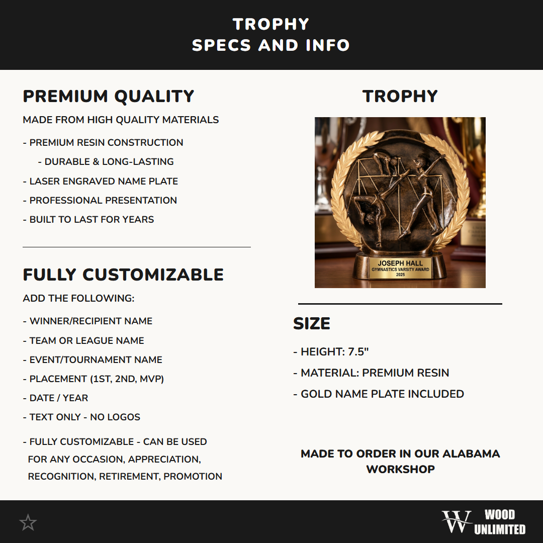 Gymnastics Award Trophy | Personalized | Custom Engraved | Gymnastics Gift | Team Award | Gymnastics Banquet