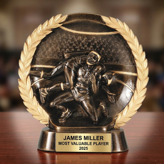 Wrestling Trophy Award | Personalized | Custom Engraved | Wrestling Gift | Champion | Coach Award | Weight Class Winner | Resin Trophy - View 2
