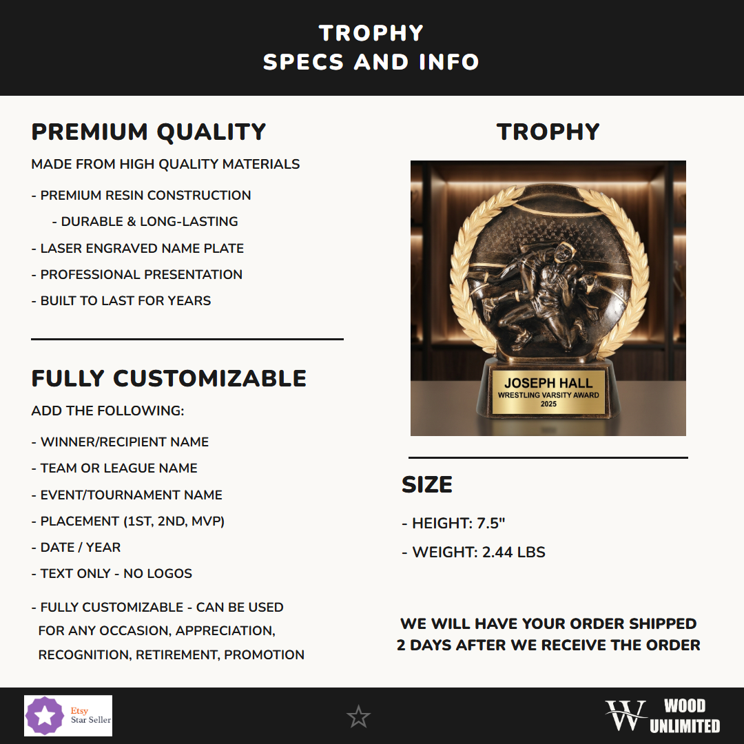 Wrestling Resin Figure Trophy 7.5"