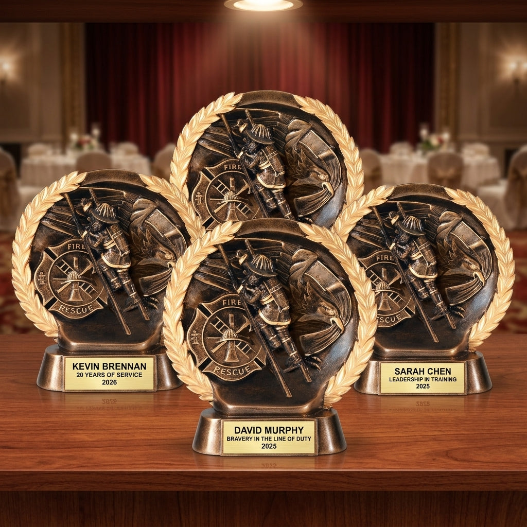 Firefighter Award Trophy | Personalized | Custom Engraved | Fireman Gift | Fire Department Recognition | First Responder | Retirement - View 6