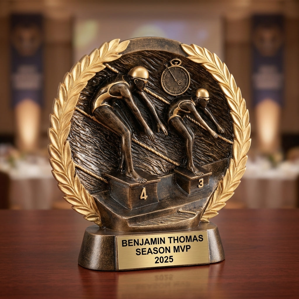 Swimming Trophy | Personalized Sports Award | Custom Engraved | Female Swimmer | Team Gift | Achievement Recognition - View 2